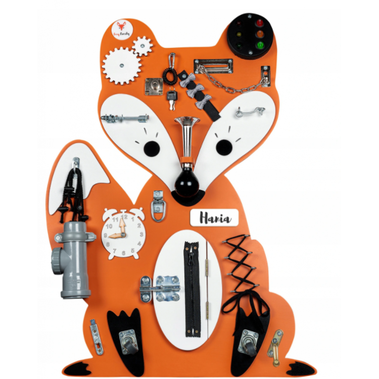 Manipulačná doska Activity board oranžová líška Foxy Family 84 cm x 52 cm 